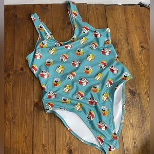 Shinesty one piece swimsuit size XXL blue with cans